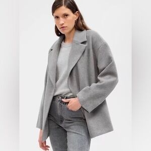The Gap Women’s Short Wool Blend Belted Wrap  Coat in Heather Gray Sz S fr 2023